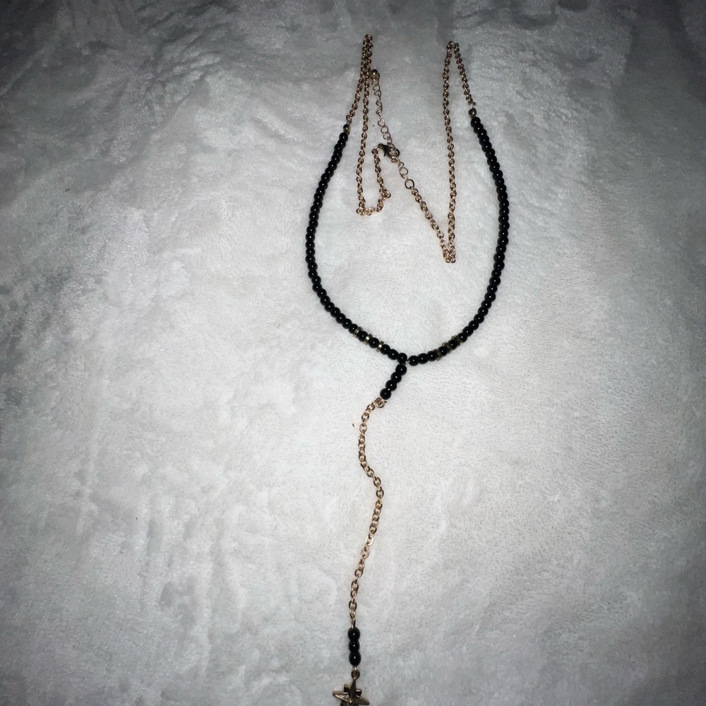 Chic Black and Gold Beaded Necklace